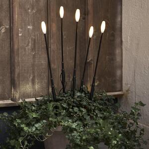 STAR TRADING Lampada LED con picchetto nero lattiginoso altezza 50,5 cm plastica 5x set
