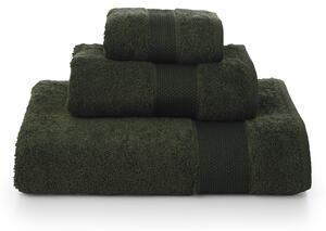 Asciugamano cotone 100% verde, made in Italy, set di 3 pezzi