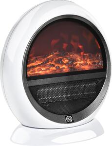 HOMCOM Caminetto elettrico a LED Stufa a legna con effetto fiamma 1500W Plastica ABS Bianco 30,5 x 18 x 35 cm