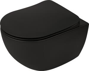 Deante Peonia vaso wc con copriwater a discesa lenta sospeso senza brida nero opaco CDEDNZPW