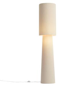 Lampada da terra Japandi beige in tessuto teddy a 2 luci - Trombet