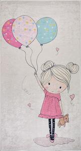 Tappeto per bambini rosa e avorio lavabile 80x120 cm Girl & Baloons – Vitaus