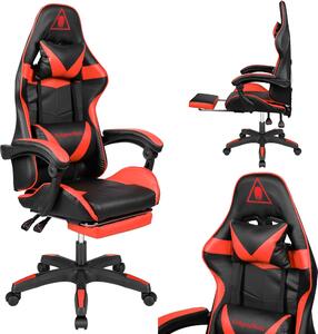 Kruger&Matz KM0790 Sedia da gioco con poggiapiedi GX-150, nera e rossa