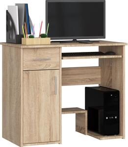 Scrivania Db Sonoma - Alta Qualità e Design Elegante con Ripiano Estraibile per Tastiera e Maniglie Color Argento
