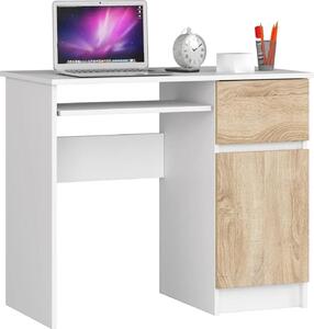 Scrivania compatta Pixel bianca e rovere Sonoma per home office e studio