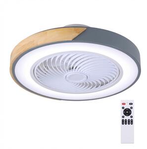 Brilagi - Plafoniera dimmerabile a LED con ventilatore, 38W/230V, 50 cm, grigio/rovere + telecomando