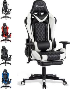 FOXSPORT sedia da gioco ergonomica-sedia da scrivania-sedia da ufficio regolabile in altezza-sedia da computer per adulti ragazze ragazzi sedia girevole executive-bianco