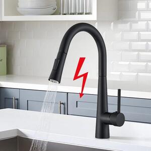 Rubinetto da cucina per scaldabagno - Miscelatore girevole a 360 gradi in acciaio inossidabile nero, possibilità di collegamento flessibile, rubinetto da cucina facile da installare