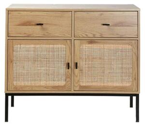 Calicosy - Cassettiera a 2 ante e 2 cassetti con impagliatura in rattan - L90 cm