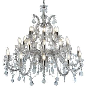 Lampadario marie therese 30lt - metallo cromato e cristallo traspar
