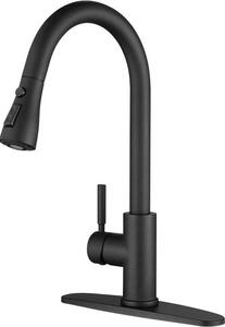 Rubinetto da cucina in acciaio inossidabile con testa girevole, rotazione a 360 gradi, ugelli per acqua calda e fredda da 60 cm, regolatore di pressione, comando del flusso monomano (nero)