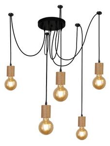 Spinny 5lt pendant - legno e metallo nero opaco