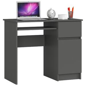 Scrivania PIKSEL PK Grafite Ergonomica e Pratica per Spazi Ridotti 90 cm con Ripiano Estraibile e Design Moderno