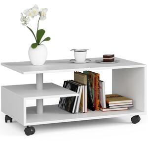 Tavolino da caffè su ruote Vini 90 cm bianco elegante e funzionale