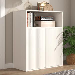 Credenza con due ante magnetiche, mobile multifunzionale per cucina e soggiorno, Bianco