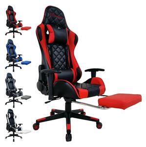 Sedia da gioco FOXSPORT Sedia da ufficio ergonomica dal design racing fino a 150 kg con poggiapiedi retrattile, poggiatesta regolabile e supporto lombare rosso