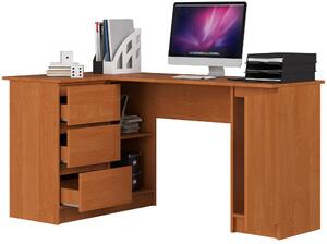 Scrivania ad angolo AKORD B20 sinistra in ontano con 4 ripiani L155 x H77 x P85 cm