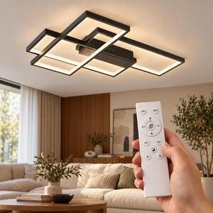 Braytron: moderna lampada da soffitto a LED di design, dimmerabile, 3CCT 3000–6500K, con telecomando, 65W, rettangolare, nera