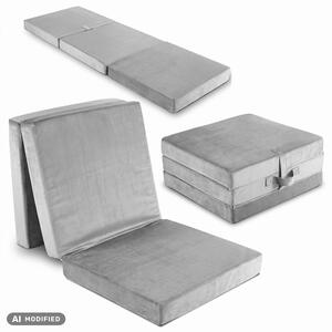Materasso pieghevole CloudComfort Premium, 70 x 195 cm, colore argento, altezza 10 cm, rivestito in tessuto per mobili