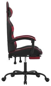 VidaXL Sedia da gioco con poggiapiedi in ecopelle nera e rosso vino