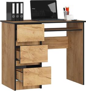 Akord Scrivania Per Computer Con 3 Cassetti Lato Sinistro Rovere Craft 90X50X77