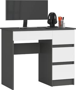 Akord Scrivania 3 Cassetti Lato Destro Grafite E Bianco 90X50X77 Cm