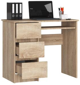 Akord Scrivania Per Computer Con 3 Cassetti Lato Sinistro Rovere Sonoma 90X50X77