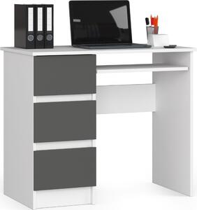 Akord Scrivania Per Computer Con 3 Cassetti Lato Sinistro Bianco/Grigio Grafite 90X50X77 Cm