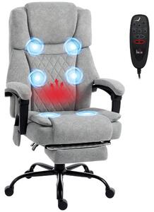 Sedia da ufficio HOMCOM con funzione massaggio, funzione riscaldante, regolabile in altezza, colore grigio