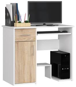Scrivania per PC AKORD JAY Bianco Fronte cassetto Rovere Sonoma L90 x H74 x P50 cm