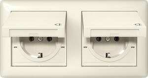 Presa SCHUKO Gira KD + set IP44 + cornice 2f standard 55 bianco crema 415801