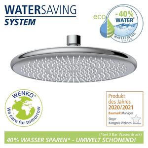 WENKO Soffione a pioggia Doccia a risparmio idrico Bagno Igiene Lavaggio Ø 22,5 cm