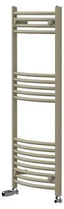 Asciugamani radiante LuxeBath 500x1200 mm, radiatore per bagno con valvola termostatica, asciugamani Sahara curvo con attacco laterale, portasciugamani, color beige