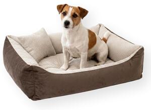 4L Textil TEO: Cuccia confortevole per cani con bordo, rivestimento removibile e lavabile, adatta a cani di grossa taglia, dimensioni 120x100 cm, colore marrone-beige