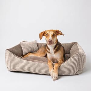 4L Textil: Cuccia per cani in tessuto Manchester con bordo, rivestimento removibile e lavabile, adatta per cani di grossa taglia, dimensioni 120x100 cm, colore marrone