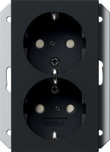 Presa Gira 2f SCHUKO SP per scatola da incasso 1f Sistema 55, nera, codice 2731005