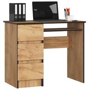 Scrivania Biurko A-6 in Faggio Craft Sinistra 90 cm con 3 Cassetti e Ripiano Estraibile