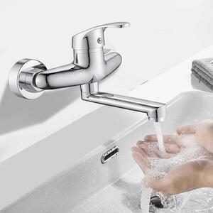 Rubinetto da cucina a parete con rotazione a 360 gradi, rubinetto per lavello con bocca girevole, rubinetto a parete con bocca a destra, 16 cm
