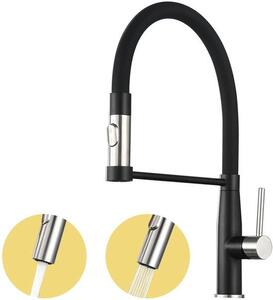 Rubinetto da cucina flessibile - Rotazione a 360 gradi - Acciaio - Nero