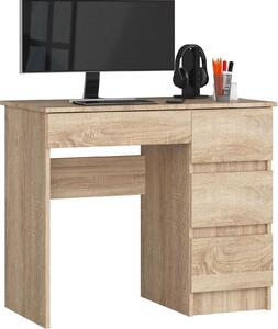 Scrivania ad angolo A-7 in rovere Sonoma con 4 cassetti e design minimalista