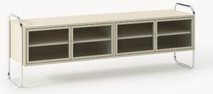 Credenza bassa in metallo con frontale in vetro Robyn