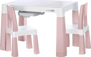 Tavolo in plastica FREEON con sedie Neo, bianco, rosa