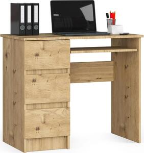 Scrivania A-6 in Rovere Artisan Sinistra con Ripiano Estraibile per Tastiera e 3 Cassetti