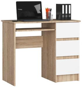 Scrivania A-6 Rovere Sonoma Bianca con spazio di archiviazione e design moderno