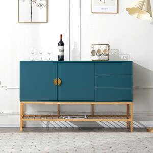 Credenza Moderna con Dettagli Dorati in MDF, Blu