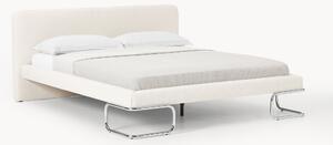 Letto imbottito in bouclé con gambe in metallo Olina