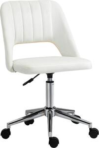 Vinsetto sedia da ufficio girevole sedia da scrivania regolabile in altezza a 360° girevole a forma di smerlo con linea di cucitura design schiuma poliestere vellutato beige 49 x 60 x 79-91 cm