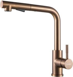 Rubinetto da cucina con doccetta estraibile, rubinetto da cucina in acciaio inossidabile, 2 tipi di erogazione, orientabile a 360°, oro rosa