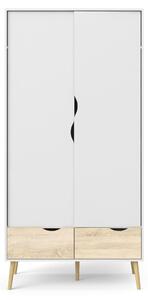 Calicosy - Armadio 2 ante, 2 cassetti bianco e rovere decorativo L98,7 cm - BILLUND