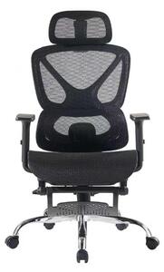 SevenComfort Sedia da ufficio ergonomica con poggiapiedi Braccioli 3D e poggiatesta Schienale regolabile Rivestimento in rete traspirante Nero